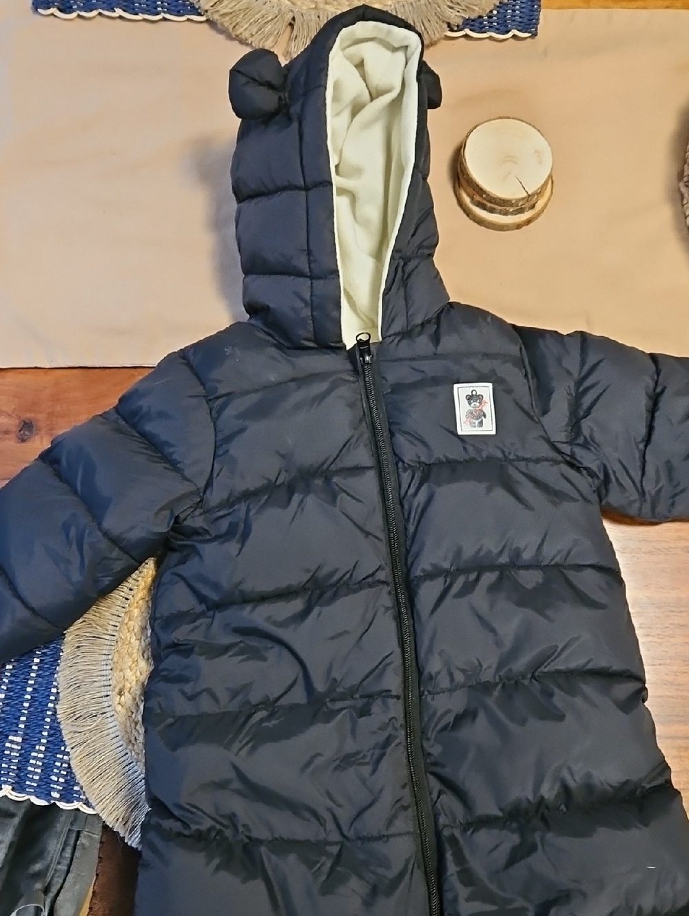 Black Puffer Baby/Toddler One Piece Snowsuit with Hood